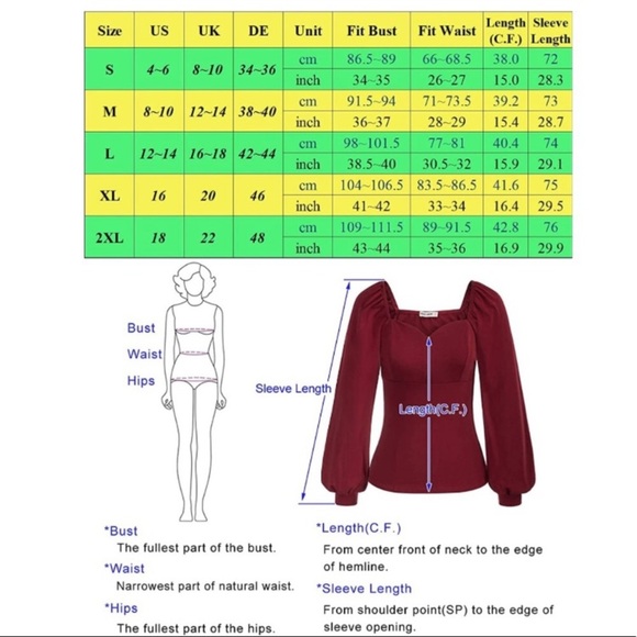 NWT GRACE KARIN Sweetheart Peasant Top - Picture 7 of 12